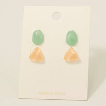 Load image into Gallery viewer, Green And Pink Abstract Stud Earrings Set
