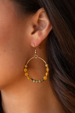 Load image into Gallery viewer, Mustard &amp; Olive Beaded Hoop Earrings