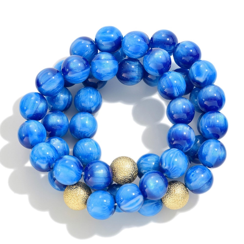 Set of 3 Chunky Beaded Stretch Bracelets