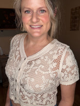 Load image into Gallery viewer, Crochet Lace Button Down Cardigan