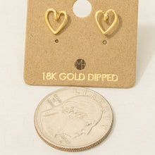 Load image into Gallery viewer, Gold Dipped Wire Heart Stud Earrings