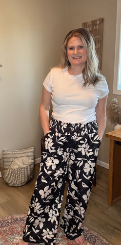 Floral Smocked Wide Leg Pants
