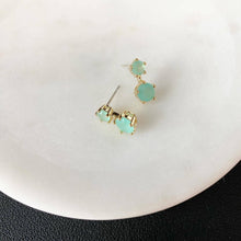 Load image into Gallery viewer, Cubic CZ Twin Earrings: Mint