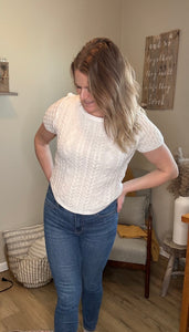 Cable Knit Short Sleeve Top