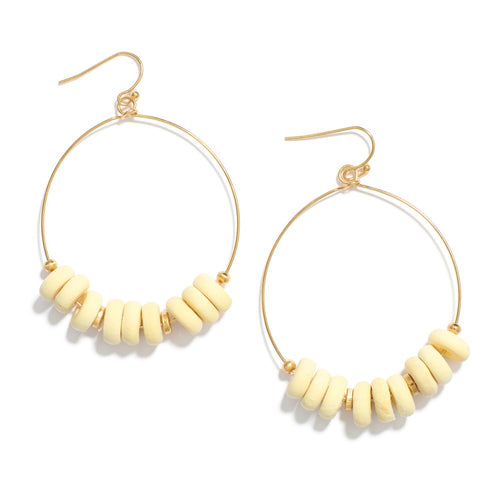 Wire Drop Wood Bead Earrings