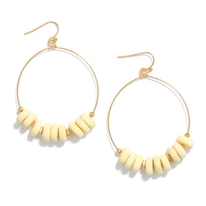 Wire Drop Wood Bead Earrings