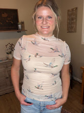 Load image into Gallery viewer, Mallard Mesh Mock Neck Sheer Top