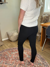 Load image into Gallery viewer, Black Leather Panel Patchwork Leggings