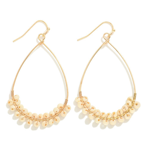 Dainty Wrapped Beaded Teardrop Earrings