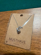 Load image into Gallery viewer, Triple Puffy Heart Diamond Pendant Necklace: Silver