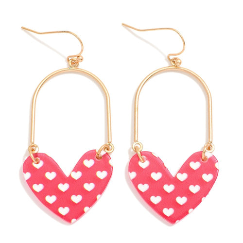 Printed Heart Metal Earrings
