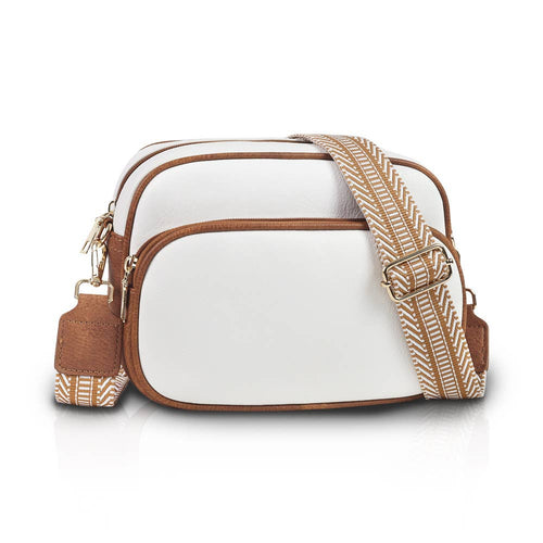 Single shoulder color blocked bag: White
