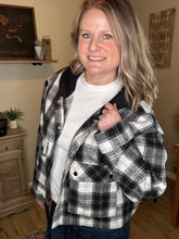 Load image into Gallery viewer, Hooded Plaid Crop Jacket