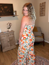 Load image into Gallery viewer, Citrus Print Strapless Wide Leg Jumpsuit