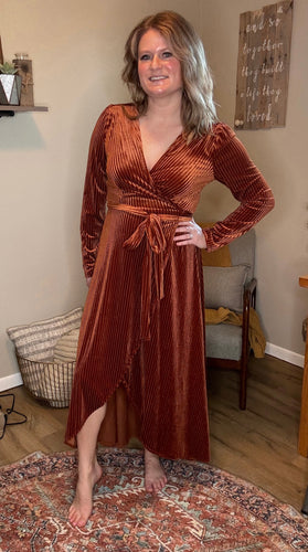 Velvet Wrap Maxi Dress