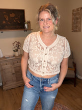 Load image into Gallery viewer, Crochet Lace Button Down Cardigan