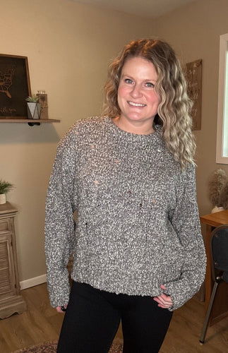 Distressed Sweater Knit Pullover