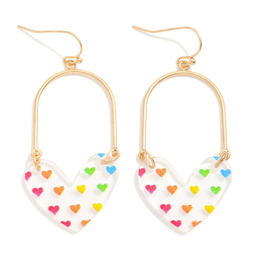 Printed Heart Metal Earrings