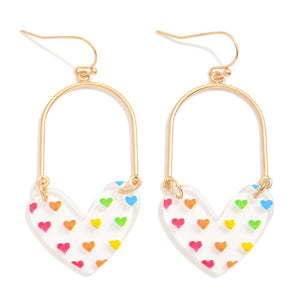 Printed Heart Metal Earrings