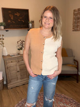 Load image into Gallery viewer, Colorblock Button Front Knit Top