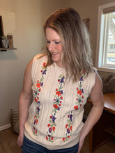 Load image into Gallery viewer, Embroidered Floral Cable Knit Sweater Tank