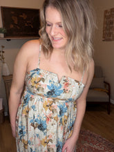 Load image into Gallery viewer, Blue &amp; Multicolored Floral Maxi Dress