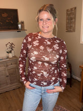 Load image into Gallery viewer, Floral Print Mesh Mock Neck Top