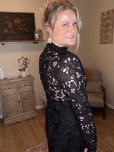 Load image into Gallery viewer, Lace Long Sleeve High Neck Dress