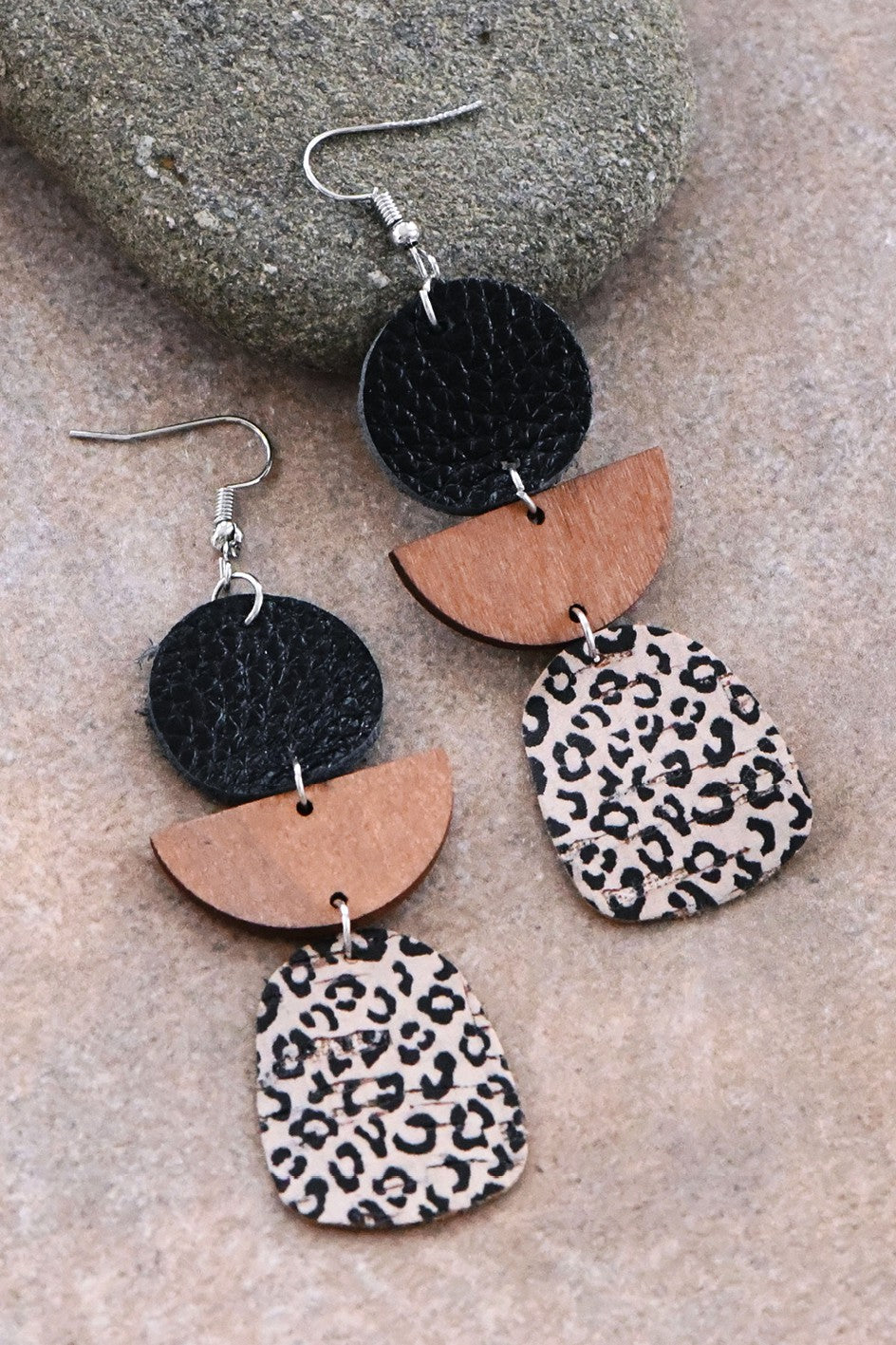 Leopard Printed Cork Earrings