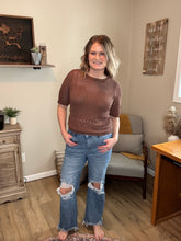 Load image into Gallery viewer, Open Knit Short Sleeved Sweater Top