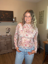Load image into Gallery viewer, Floral Print Mesh Knit Top