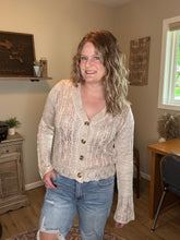 Load image into Gallery viewer, Button Down Sheer Sweater Knit Cardigan
