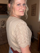 Load image into Gallery viewer, Lace-up hollowed-out short-sleeved cardigan