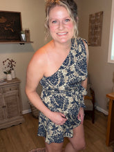 Load image into Gallery viewer, One Shoulder Printed drawstring jumpsuit