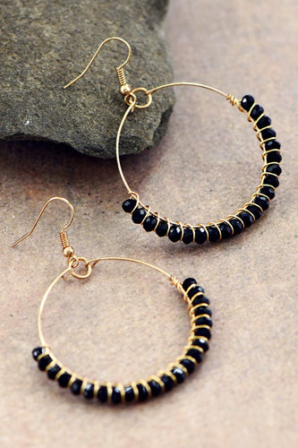 Boho Beaded Circle Drop Earrings