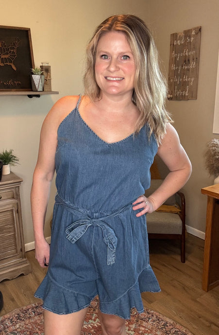 Ruffle Denim Romper