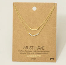 Load image into Gallery viewer, Layered Rhinestone Curved Bar Necklace