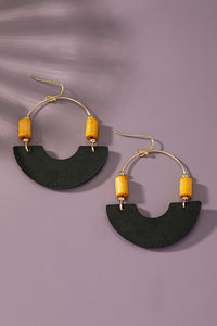 Leather & Metal Arch Earrings