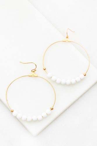 Thin Metal Hoop With Natural Stone Beads