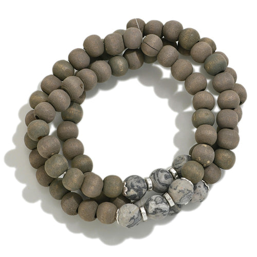 Set of 3 Natural Stone Bracelets