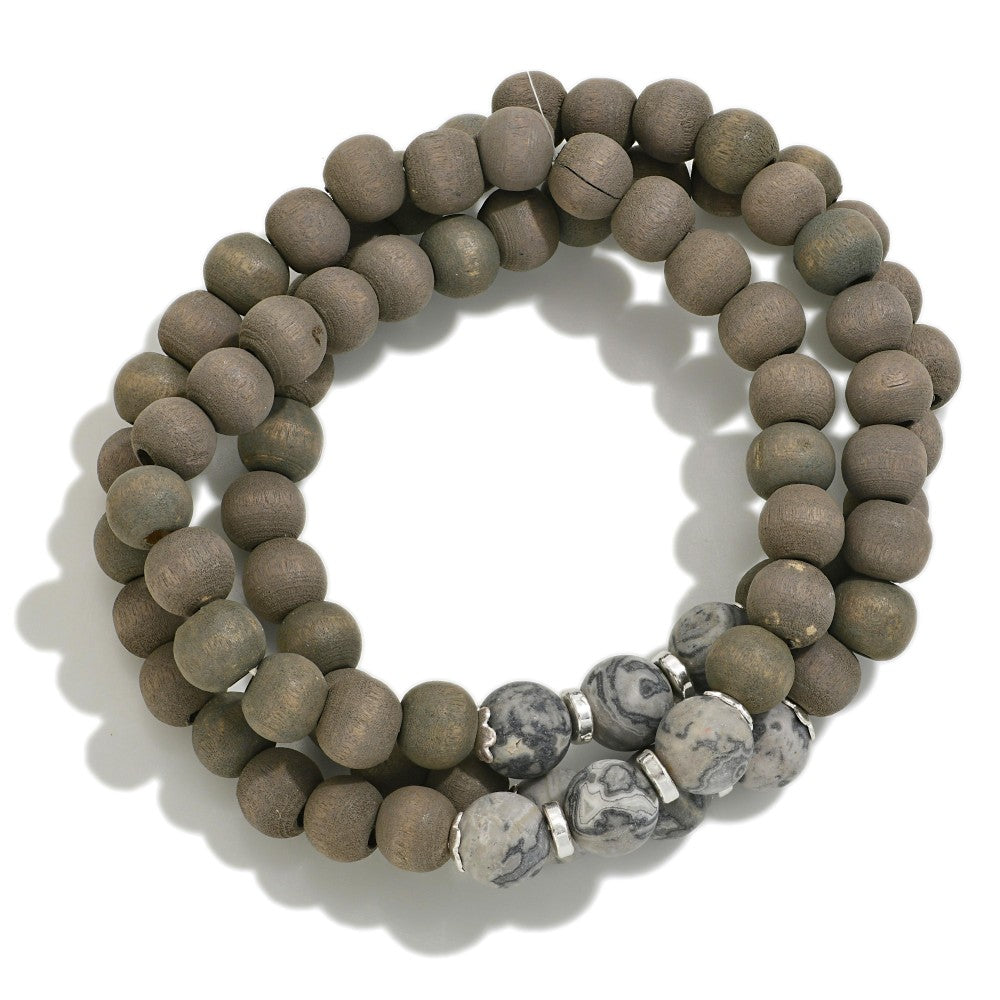 Set of 3 Natural Stone Bracelets