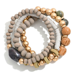 Set of 4 Beaded Stretch Bracelets