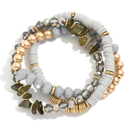 Set of 3 beaded stretch bracelets