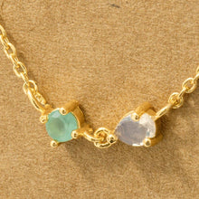 Load image into Gallery viewer, Gold Dipped Circle And Teardrop Cz Pendant Necklace: Turquoise