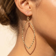 Load image into Gallery viewer, 18K Gold Dipped Hammered Marquise Drop Earrings