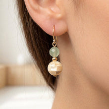 Load image into Gallery viewer, Sea Shell Ball And Faceted Gem Bead Dangle Earrings