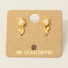 Load image into Gallery viewer, Gold Dipped Opal Tulip Stud Earrings