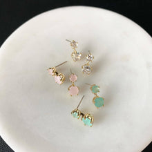Load image into Gallery viewer, Cubic CZ Twin Earrings: Mint