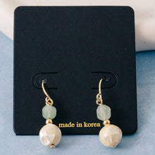 Load image into Gallery viewer, Sea Shell Ball And Faceted Gem Bead Dangle Earrings