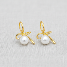 Load image into Gallery viewer, Ballet Bow Pearl Earrings